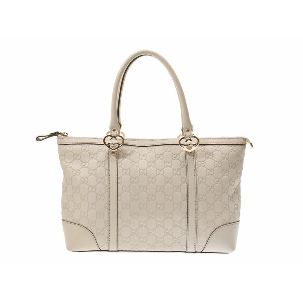 Gucci Guccissima Tote Bag GG Ivory White Leather